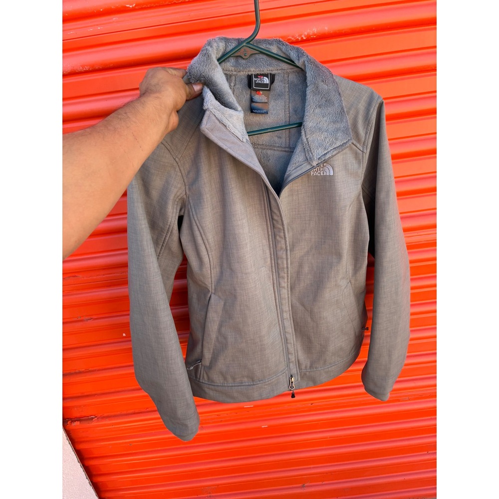 The North Face Shelbe Raschel Hoodie Gray Softshell Fleece Lined Jacket Womens M
